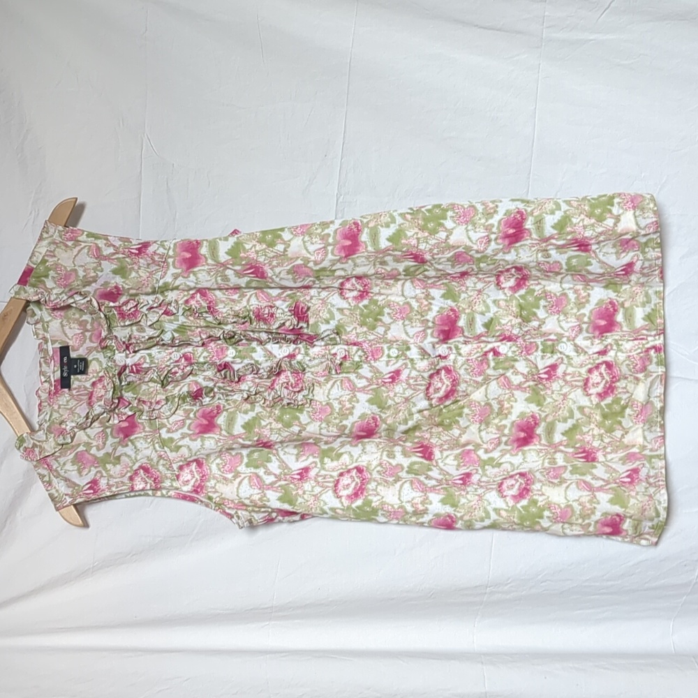 Style & Co tunic cotton Pink Green floral size 16